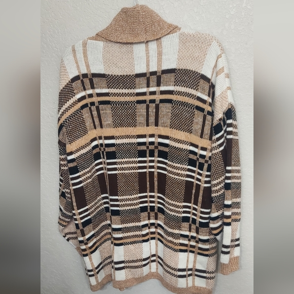 ☆VINTAGE☆ Plaid Print Oversized Cardigan Sweater - Made in USA - Women's Size M - Picture 4 of 4